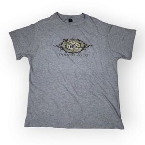 Puerto Rico Graphic Print‎ Short Sleeve Crew Neck Gray Point T-Shirt Size XL